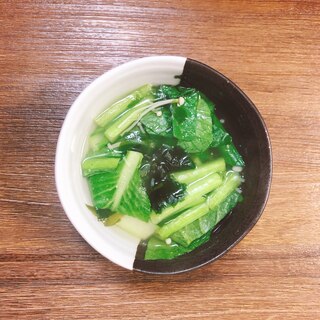 小松菜とえのきのわかめスープ